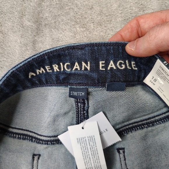 American Eagle Jeans Women 34W Short Dreamy Drape Super High Rise Baggy Wide Leg - Picture 9 of 12